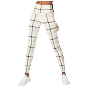 ALO Yoga Cream and Black Checkered Leggings,,,,SIZE LARGE